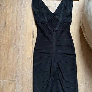 Herve Leger bodycon black dress. Sexy open back.
